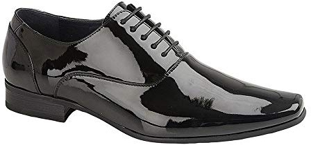 Route 21 Men's Oxford Blind 5 Eyelet Lace-Up Shoes M365AP (Numeric_11), Black Patent
