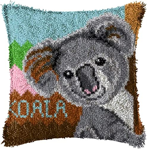 Latch Hook Cushion Kits, Latch Hook Pillow Case Kits Embroidery Kits Carpet Set17X17Inch, DIY Latch Hook Pillow Cover Sofa Cushion Making Kits, Cross Stitch Embroidery Kits Craft Kits 43x43 cm