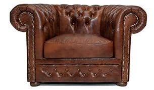 Poltrona Chesterfield - 100% Pelle bovina - First Class Cloudy Vecchio Marrone - Chesterfield Originale Fatto a mano di alta qualità - The Chesterfield Brand