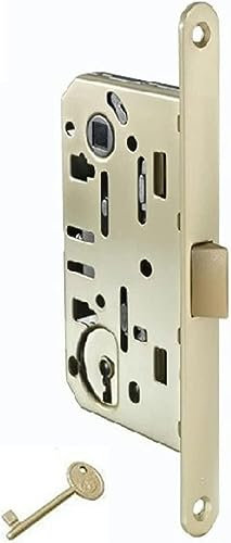 bricoleva.it Serratura Porta Interna, Blocco Chiusura per Porta, Serrature Porte con o senza Chiave (Serratura Mediana, Ottone)