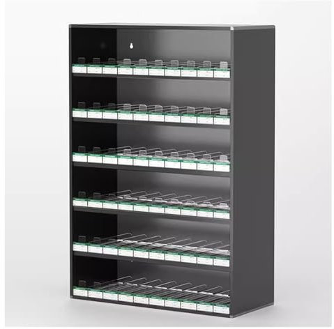 Cigarette Display Cabinet, Wall Mounted Cigarette Rack 5/10 Pack Of Cigarettes Smooth Rounded Corners Do Not Harm Hands for Market Store Supermarket Retail ( Color : Black , Size : 92.5x27x75cm )