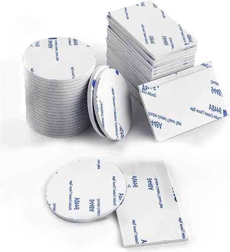 CANOPUS - 48 almohadillas adhesivas de doble cara, blancas, resistentes, adhesivas de espuma impermeables para pared, matrícula, cámara de salpicadero (24 piezas x 50 mm x 30 mm + 24 piezas x 30 mm de