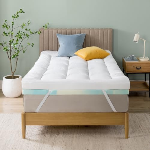 Zinus 4in Pad Mattress Topper, poliéster, Blanco, 190 x 90 cm