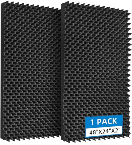 Geynnple 1 Pcs Sound Proof Foam Panels |48×24×2 Quick-Recovery Soundproof Wall Panels | High Density Sound Dampening Panels for Home Studio,(Black)
