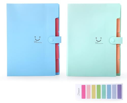 Mappe A4 - Postmappe - 2-stückiges Set - mit Aufklebern - Mappe - Türkis und Blau - A4-Ordner/Aktenordner/Dateiordner/Aktenmappe - Büro,Haushalts- und Schuleinrichtung zur Dokumentenaufbewahrung