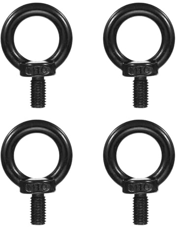PATIKIL Bulloni ad occhiello per sollevamento M10 x 18 mm, 4 pezzi in acciaio inossidabile 304, vite filettata per macchine da spalla, per sollevamento pesi, colore nero