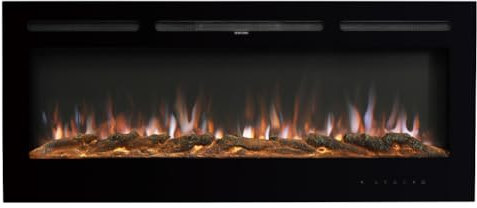 Warmiehomy Electric Fire 70inch/177.8cm Media Wall Fireplace Wall Mounted/Recessed Electric Fireplace with 9 Colors LED Flame Effect, Remote Control & Overheat Protection