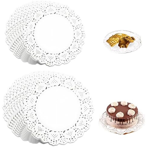 XUZOPIM Napperon Papier Dentelle,Napperon Rond,300 Feuilles Pour Les Mariages, Les Anniversaires, Les Gâteaux, Les Desserts, La Vaisselle Et Autres Décorations Alimentaires 3,5 Pouces Et 4,5 Pouces
