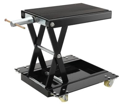 Cozyel Ponte Sollevatore Moto 0,5T, Altezza Regolabile 120-390mm, Piattaforma 365 × 222mm, cavalletto alza Moto Pieghevole con Ruote, Ideale per Manutenzione Garage e Officina