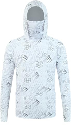 Bastwahl Maillot Anti UV Homme - UPF 50+ Anti-UV Full Zip avec Masque Protection Solaire Veste Sweats à Capuche Respirantes Fonctionnelle Léger Stretch Jacket Natation la pêche en Plein air