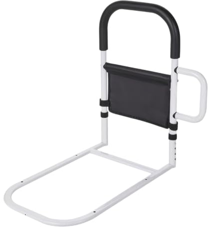 ALINUOYQ Bed Assist Rails Adjustable, Bed Rails with Storage Pocket for Elderly Adults, Fall Prevention Hand Guard Grab Bar Beds Cane with Handle Fit King Queen Full Twin Beds