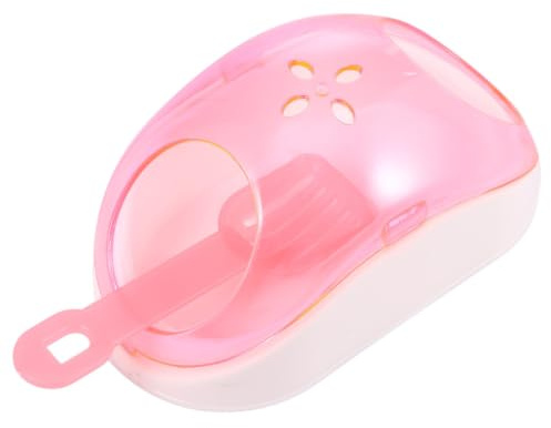 NUOBESTY Sand Bath House Plastic Hamster Pink with Scoop for Small Pets