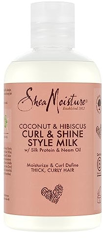 Shea Moisture - Latte lucidante e modellante per ricci, a base di cocco e ibisco, 254 ml