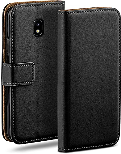 moex Book Case für Samsung Galaxy J5 (2017) Handyhülle mit Kartenfach, Hülle klappbar 360 Grad Schutzhülle, Klapphülle Flip Case Cover, PU Leder Handytasche Lederhülle, Schwarz