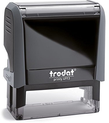 Trodat – Printy 4913 GRAU – Stempel mit Wunschtext personalisieren – selbstfärbender Stempel als Namensstempel, Adressstempel, Firmenstempel & Co zu verwenden (58 x 22 mm | 6 Zeilen | Grau)