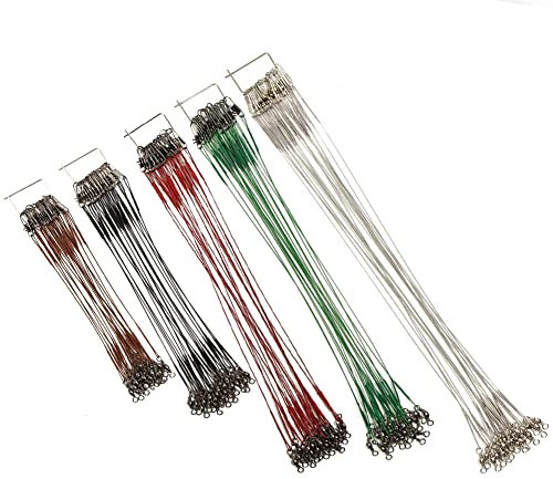 Croch Edelstahl Stahlvorfächer Vorfach mit Wirbel für Raubfische wie Hecht (5 Farbe 100 STK)