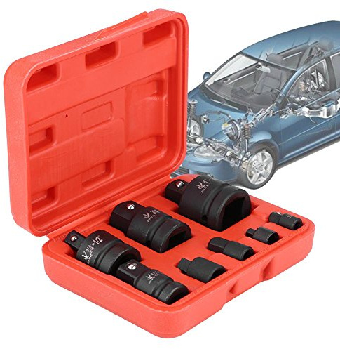 8 stück Stecknussadapter Reduzierstück Adaptersatz mit Kunststoffkoffer, 1/4 3/8 1/2 3/4 1
