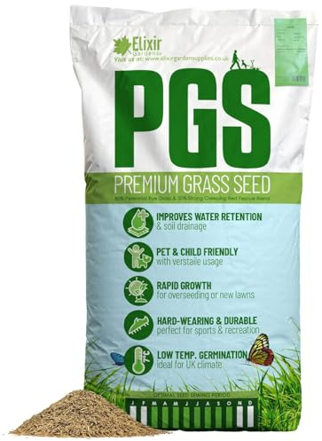 Elixir Gardens Premium Fast-Growing, Hard Wearing Grass Seed Various Sizes 100g-25kg | 1kg Covers Upto 30 sqm