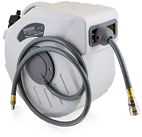 BITUXX® Druckluft Schlauchtrommel automatik Druckluft Schlauchaufroller 1/4 Zoll Anschluss Automatik Schlauchaufroller für Wandmontage (15m / 15 Meter)