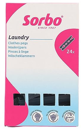 Sorbo Pinces à Linge Recyclées – Lot de 24 – 98% Plastique Recyclé – Résistantes aux UV – Ressort Ultra-Robuste – Antidérapantes – Idéales pour Usage Extérieur