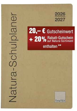 TimeTEX Natura-Schulplaner A5 mit Karton-Cover - Schuljahr 2026-2027 - Lehrerkalender - Lehrertimer - 10753