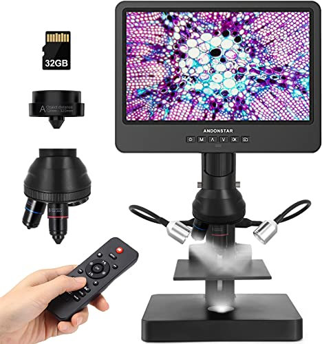 Andonstar AD249S-P 10,1-Zoll-HDMI-Digitales Mikroskop, 4000 x 3 Objektiv 2160P UHD-Videoaufzeichnung, biologisches Mikroskop-Kit für Erwachsene und Kinder, Münzmikroskop für Fehlermünzen