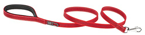 Ferplast Correa para Perros Daytona Deluxe, Correa para Perros Pequeños en Nylon, 120 cm. Reflectante con asa Acolchada, mosquetón metálico y Porta Neceser. Rojo-Negro
