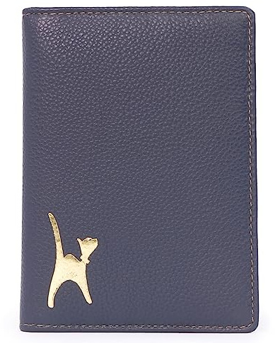 Catwalk Collection Handbags - Funda Pasaporte de Viaje - Cartera de Piel - Porta Pasaporte y 4 Tarjetas de Credito - Bloqueo RFID - Skye - Azul