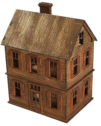 Dickly 1/72 Maquettes de Construction Européennes Miniature en Bois Maison Kit de Construction Bricolage Modèle de Scène d'Architecture Kit de Loisir Maquette Diorama