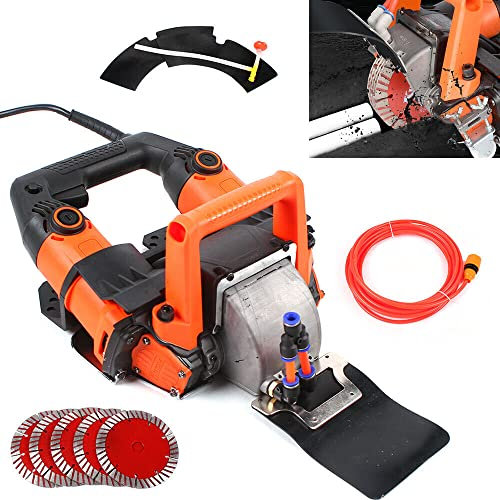 Rainureuse électrique 5200 W - Fraise à fente - Avec 5 disques à tronçonner - Vitesse à vide de la fraiseuse à rainure jusqu'à 10500 tr/min - Fente pour coupe-marbre et béton