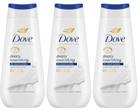 Dove Advanced Care Sulphate Free Body Wash for Women Made with Skin-Natural Nourishers and Micromoisture Provides 24 Hours Renewing Lotion-Soft Softer Skin, 225ml Pack of 3