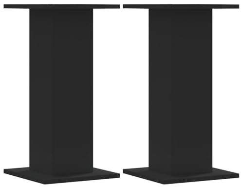 vidaXL Speaker Stands HiFi Floor Stand 2 pcs Black Engineered Wood - 60cm Height, 60kg Max Load Capacity, Hollow Design, Stability