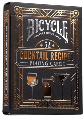 Bicycle Cocktail Playing Cards Deck with recipes, Black, 18 x 63 x 91 mm
