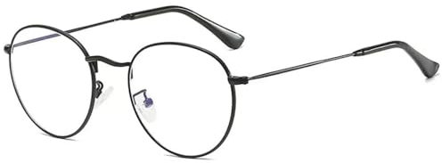 LNTICB® Blaulichtfilter Brille Damen Herren Computerbrille Gaming Blaulichtbrille Unisex Austauschbare Linse Ohne Stärke Retro Rund Superleichte Metallrahmen Anti Müdigkeit