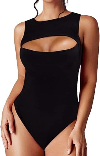 KBRPEY Body Donna senza Maniche con Apertura Frontale Bodysuit Elegante Modellante Contenitivo Outfit Estivi Bodysuit Abbigliamento Femminile moda Casual