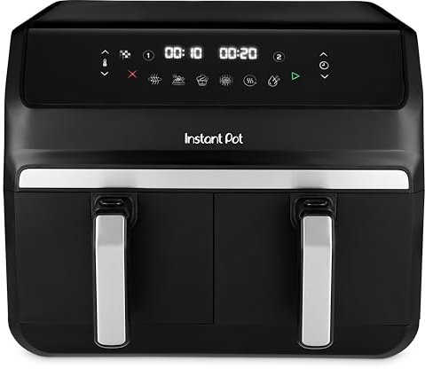 Instant Pot : friteuse à air Vortex Dual noire : grande capacité 8 L, double panier 4 L, 8 en 1 : déshydrateur d'aliments, griller, cuire, rôtir, réchauffer, antiadhésif, lavable au lave-vaisselle