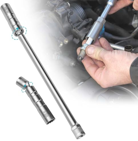Generisch 2 Stück Zündkerzenschlüssel 16mm und 14mm, Magnet Universal Flexibel zündkerzenschlüssel Satz mit Langer Griff, Flexibel Zündkerzen Schlüssel Werkzeuge zum Entfernen von Zündkerzen