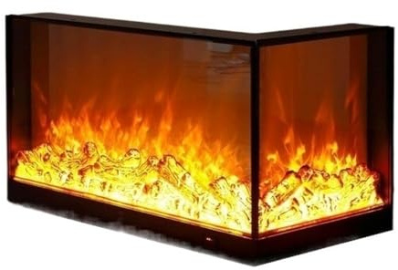ruyi-1986 Chimenea de Interior Chimenea eléctrica en Forma de L, Inserto de Chimenea for Montaje en Pared o Empotrado, Chimenea Decorativa LED con Control Remoto Decorar