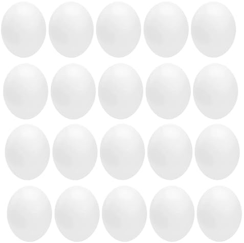 SHINEOFI Œufs de Ponte Réalistes en Plastique Solide Faux Œufs Blancs 24 Pièces Simulation Précise Accessoires D'élevage pour Inséparables et Pinsons Usage Domestique et Professionnel
