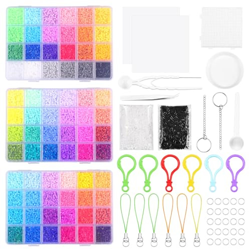AULSAM Mini Set di Perline da Stirare 2,6 mm, Piccole Perline con Piastre per Perline da Stirare, Kit di Perline da Stirare Fai-da-Te come Regalo per Bambini & Hobby di Arte Pixel, con Diverso