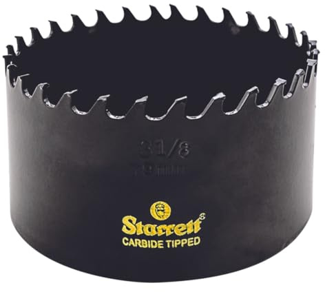 Starrett Tungsten Carbide Tipped Hole Saw - CT318 Deep Cut Holesaw Cutter - For Wood Suspended Flooring Reinforced Concrete & Fibreglass - 79MM