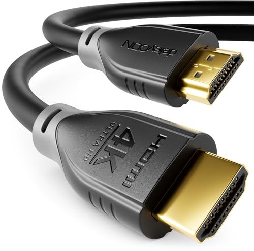 deleyCON Câble HDMI 5m 4K@60Hz 2K@165Hz avec ARC Ethernet UHD HDR 3D 18Gbps Câble HDMI pour Barre de Son Téléviseur Blu-Ray Beamer Ordinateur Portable TV PS4 PS5 Console PC Moniteur - Noir Gris