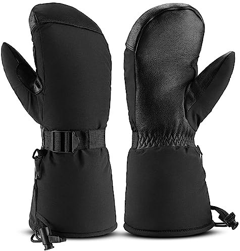 OZERO Herren Winterhandschuhe Wasserdicht Skihandschuhe: Gefüttert Motorradhandschuhe Warm Handschuhe für Fahrrad Snowboard Outdoor (1017BK, L)