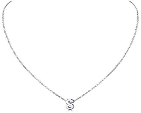 ChicSilver Collar Plata Mujer Inicial S Colgante Letra Mujer Alfabeto