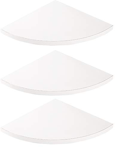 Suwimut Set of 3 Corner Mounting Shelf, Rustic Wood Floating Wall Mounted Storage Shelf with White Finish for Living Room, Bedroom, Bathroom, Kitchen, Office