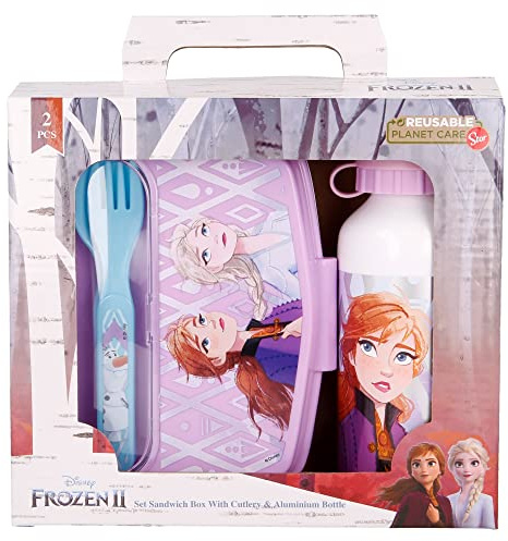 Stor Set DE Botella Y SANDWICHERA + CUBIERTOS Frozen II One Heart