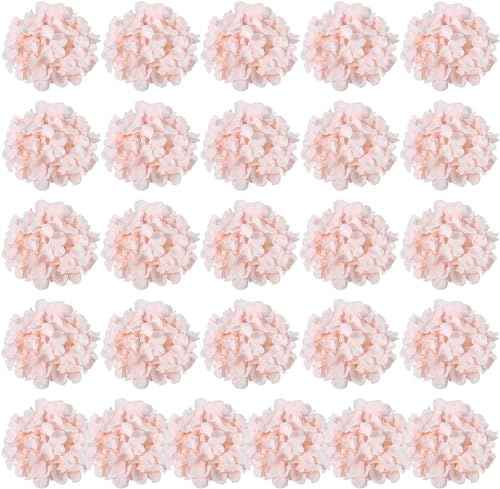 Auihiay 26 Pieces Hydrangea Artificial Flowers Pink Silk Flowers Artificial Flowers Heads with Stems for Home Wedding Party Decorations