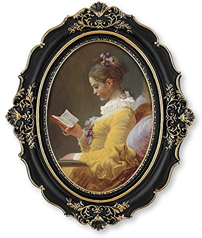 Simon's Shop 5x7 inch/12.7 x 17.8 cm Bilderrahmen Vintage Stil Oval Rahmen mit Glas, Wand und Tisch Fotorahmen (Schwarz & Gold)