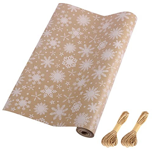 HBell Christmas Wrapping Paper Roll,43cm x 15m Weihnachten Geschenkpapier,Kraft Weihnachtsbaum Geschenkpapier,Perfekt für Weihnachten Neujahr Festival Party Dekorationen
