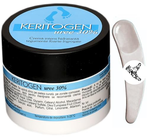 KERITOGEN Crema con Urea 30%, Eczemi, Cheratosi, Eruzioni Cutanee, Prodotto per Pelle Secca, Screpolata, Molto Spesse, Calli, Duroni, Desquamazioni Profonde - Olio di Macadamia e d'Oliva, 50g
